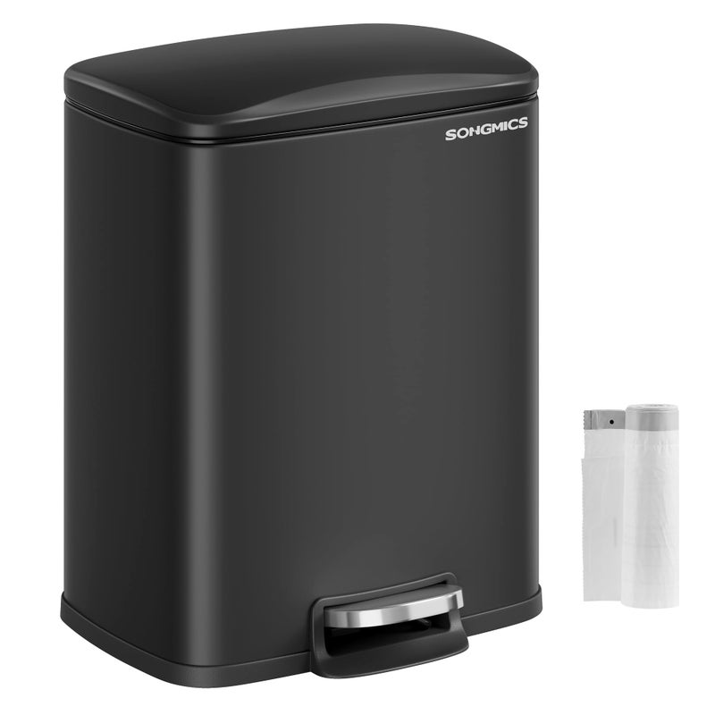 SONGMICS Trash Can Garbage Can with Lid 52Gallon 20L Step Trash Bin for Kitchen Stainless Steel Soft Close and Stays Open Inner Bucket Includes 15 Trash Bags Black ULTB543B01 - Image 2