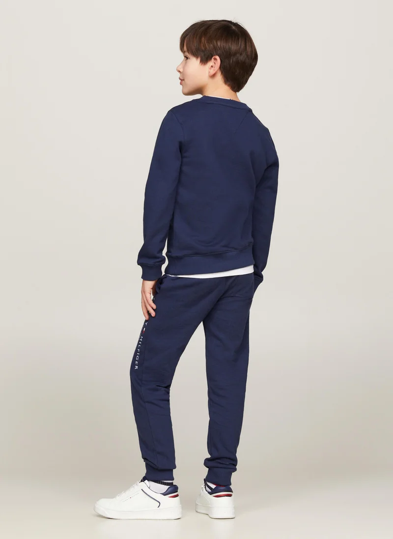 تومي هيلفيغر Kids Logo Detailed Crew Neck Sweatshirt