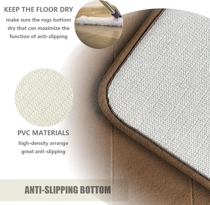 Onlyeasy Bathroom Rugs Sets 3 Piece Non-Slip Rapid Water Absorption Soft and Comfortable Easier to Dry Machine Wash Bathroom Mat [17x24 + 20x24 + 20x32 Inch] Brown - Image 3