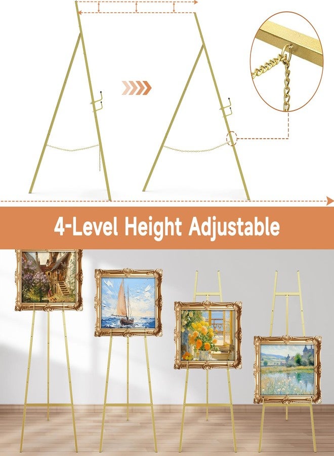 Yozoia Gold Easel Stand for Sign, Heavy Duty Metal Display Easel with Adjustable Chain, 4-Tier Height Art Easel for Painting, Wedding Sign, Posters & Commercial Display - Image 5
