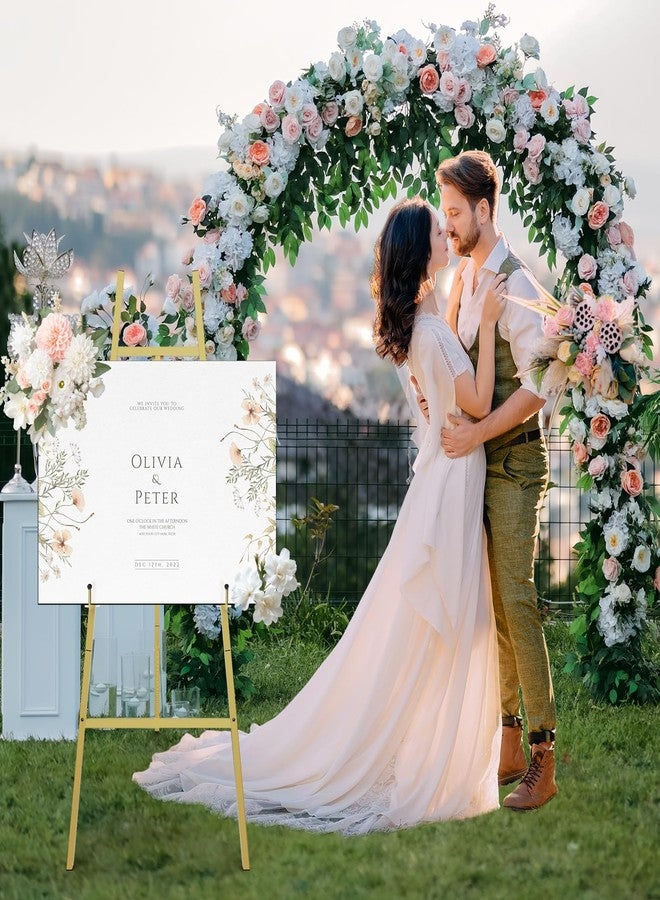 Yozoia Gold Easel Stand for Sign, Heavy Duty Metal Display Easel with Adjustable Chain, 4-Tier Height Art Easel for Painting, Wedding Sign, Posters & Commercial Display - Image 2