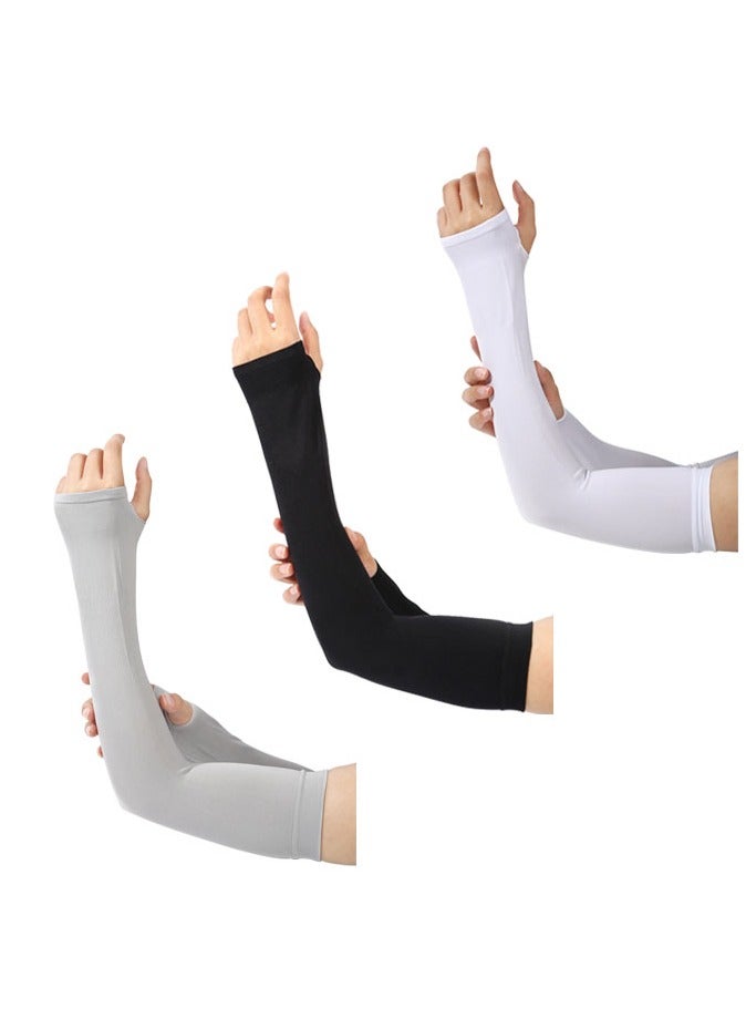 Generic 3 Pair Sun Protection Cooling Arm Sleeves with Thumb Hole for Men Women - Image 1