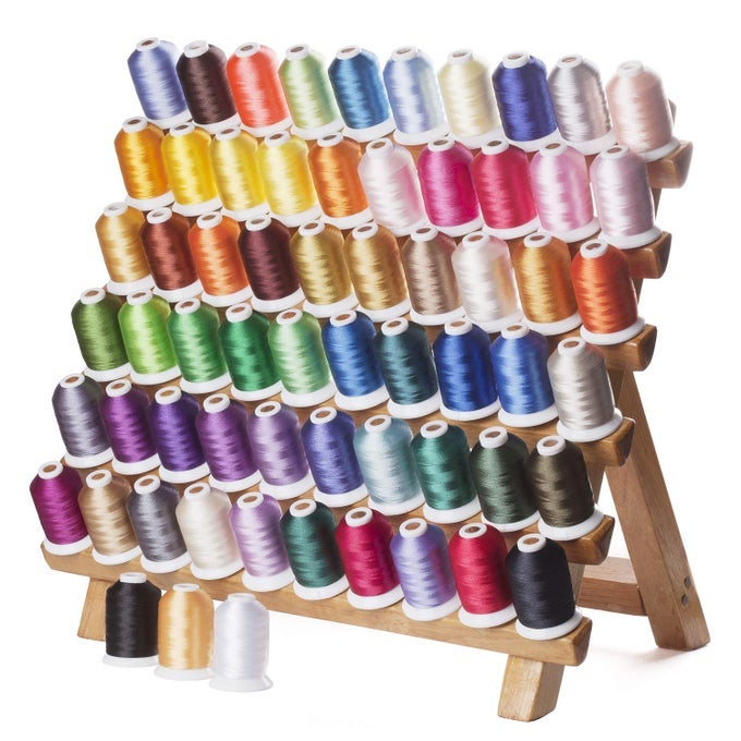 63 BROTHER COLORS POLYESTER MACHINE EMBROIDERY THREAD 1000M1100Y BIG SPOOL FOR BROTHER BABYLOCK HUSQVARNA JANOME SINGER PFAFF BERNINA SERGER EMBROIDERY AND SEWING MACHINES