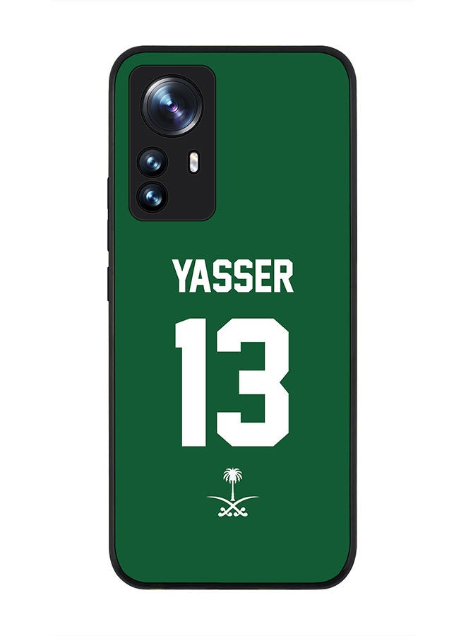 Stylizedd Rugged Black edge case for Xiaomi 12 / Xiaomi 12X Slim fit Soft Case Flexible Rubber Edges Anti Drop TPU Gel Thin Cover - Football Team - Saudi Arabia Player Name - Yasser - Image 1