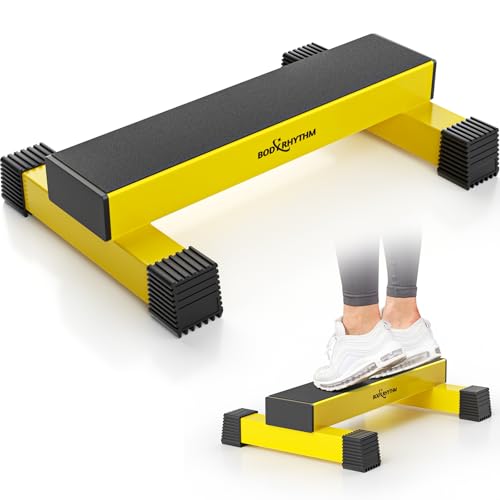 BODY RHYTHM Upgraded Calf Raise Bar for Home Gym Workouts, Standing Calf Raise Machine for Calf Stretching, Squating, Foot Stretching, Anti-Slip Solid Calf Block, Ankle Calf Stretcher. (Yellow) - Image 1