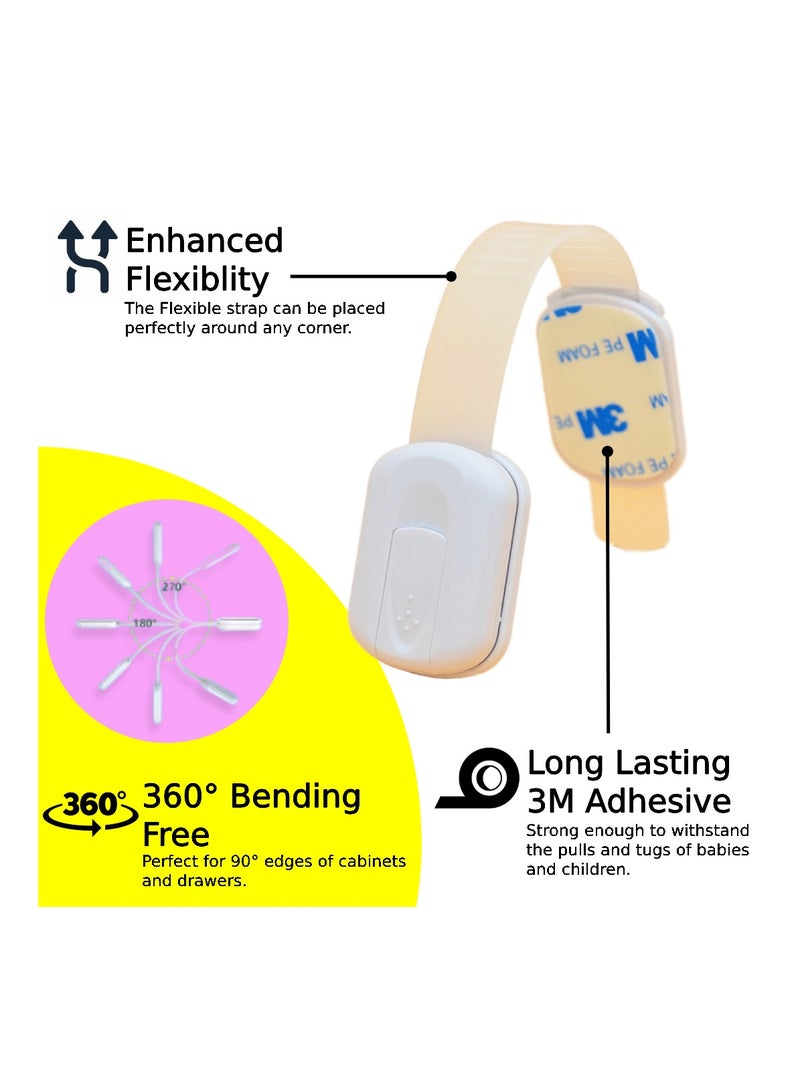 Urban Utility Child Safety Strap Locks 10 Pieces,Baby Locks for Cabinets and Drawers, Toilet, Fridge & More, 3M Adhesive Pads, Easy Installation, Bonus 4 pcs 3M Sticker + 2pcs Plug Protector - Image 3