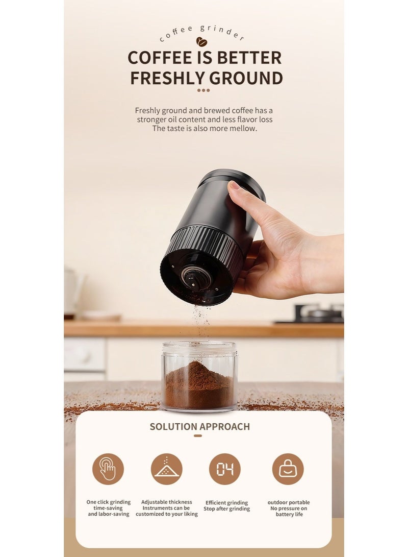 Portable Electric Coffee Grinder, Multifunctional Mini ZKYM-001 ABS Mill for Beans, Spices & Grains, Black - Image 2