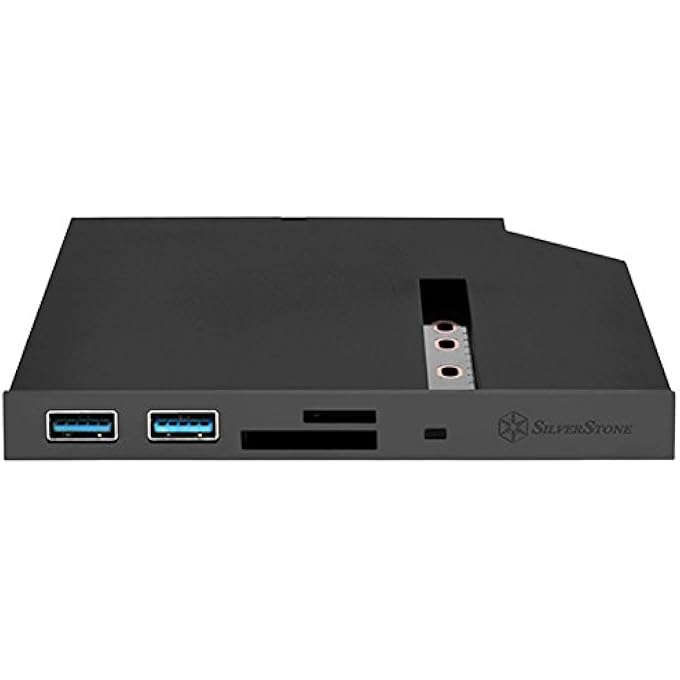 SilverStone TECHNOLOGY SST-FPS01-12.7MM TRAY LOADING SLIM OPTICAL BAY WITH 2X USB3.0, CARD READER, M.2 SATA TYPE SSD SLOT - Image 2