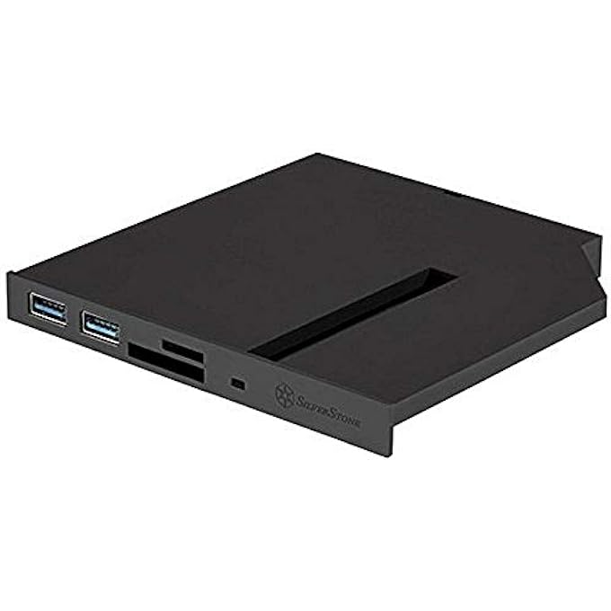 SilverStone TECHNOLOGY SST-FPS01-12.7MM TRAY LOADING SLIM OPTICAL BAY WITH 2X USB3.0, CARD READER, M.2 SATA TYPE SSD SLOT - Image 1