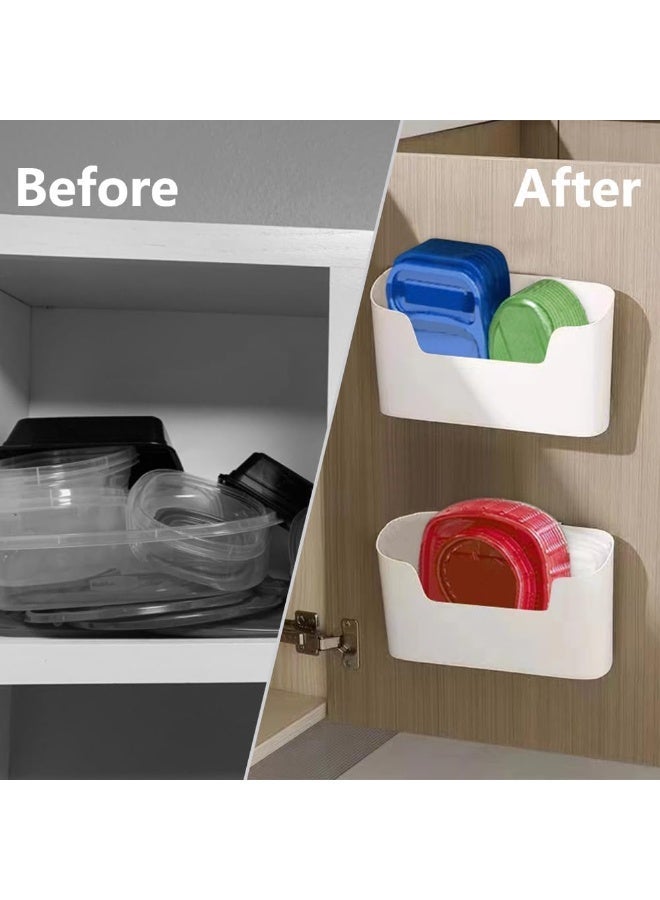 HZYH Adhesive Cabinet Door Organizer, 2 Pcs Wall Mounted Pantry Lid Storage Bin, Over Cabinet Door Kitchen Organizer, No Drilling,  White - Image 5