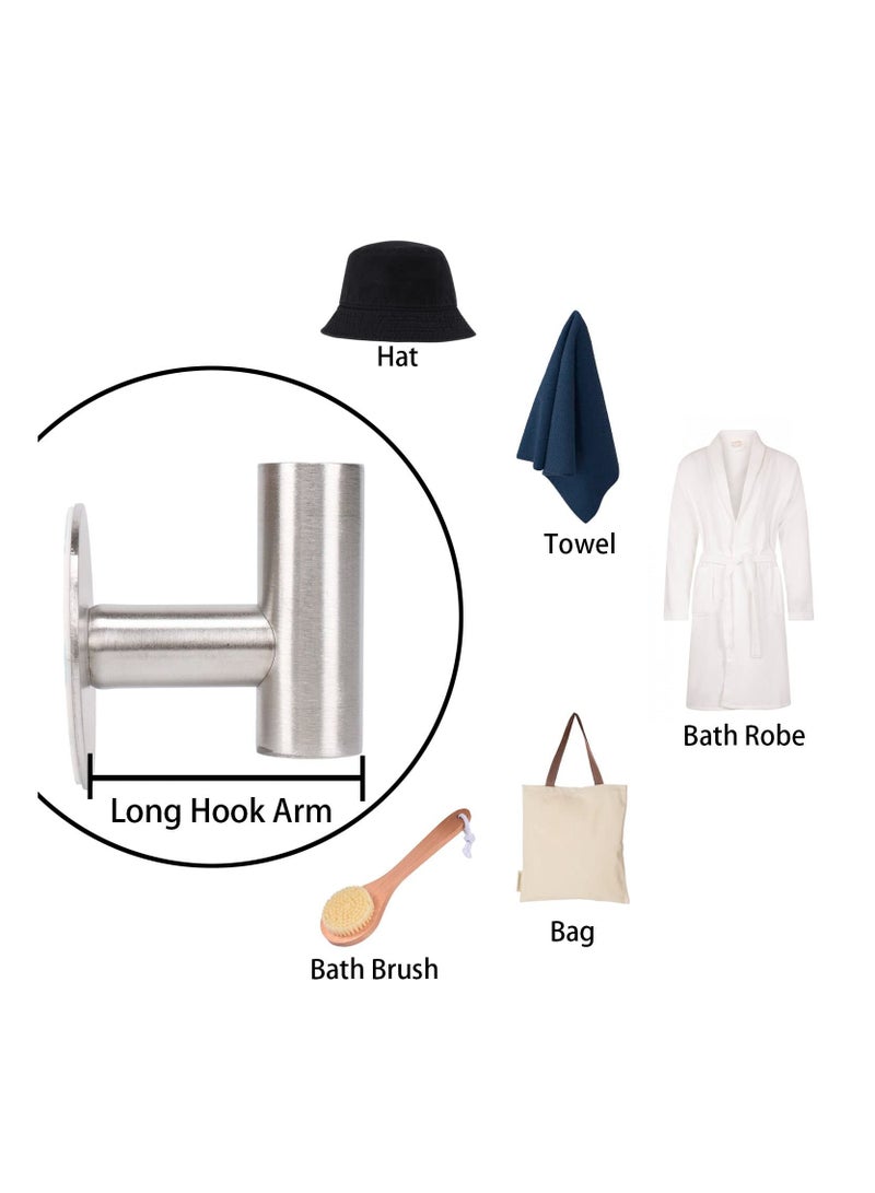 Self Adhesive Stainless Steel Bath Towel Hook Set of 3 No Drilling Wall Mount Robe and Coat Hooks for Bathroom Kitchen Office - Image 4