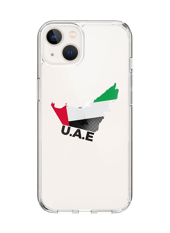 Stylizedd Classic Clear for Apple iPhone 14 Case Hybrid Soft Cover Flexible Edges Anti Drop TPU PC Gel Thin Transparent Cover [ Designed for Apple iPhone 14 ] - UAE Map 