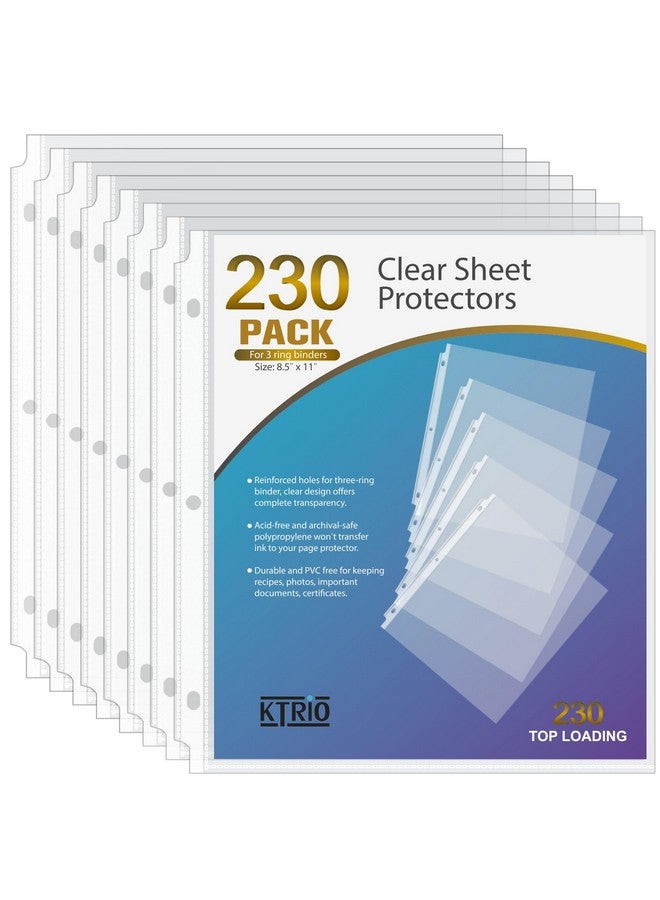 KTRIO Sheet Protectors 8.5 X 11 In Clear Page Protectors For 3 Ring Binder, Plastic Sleeves For Binders, Top Loading Paper Protector Letter Size, 230 Pack - Image 1