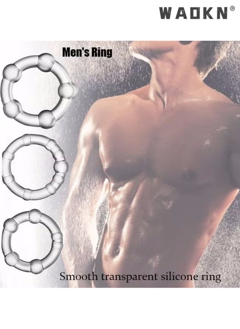WAOKN 3 Piece Set of Silicone Ring Men Sports Ring Elastic Easy Stretch Resistance Tear Resistance Exercise Ring Extended Endurance Waterproof Wear Resistant Soft Suitable for Male Sports Home  - Image 1
