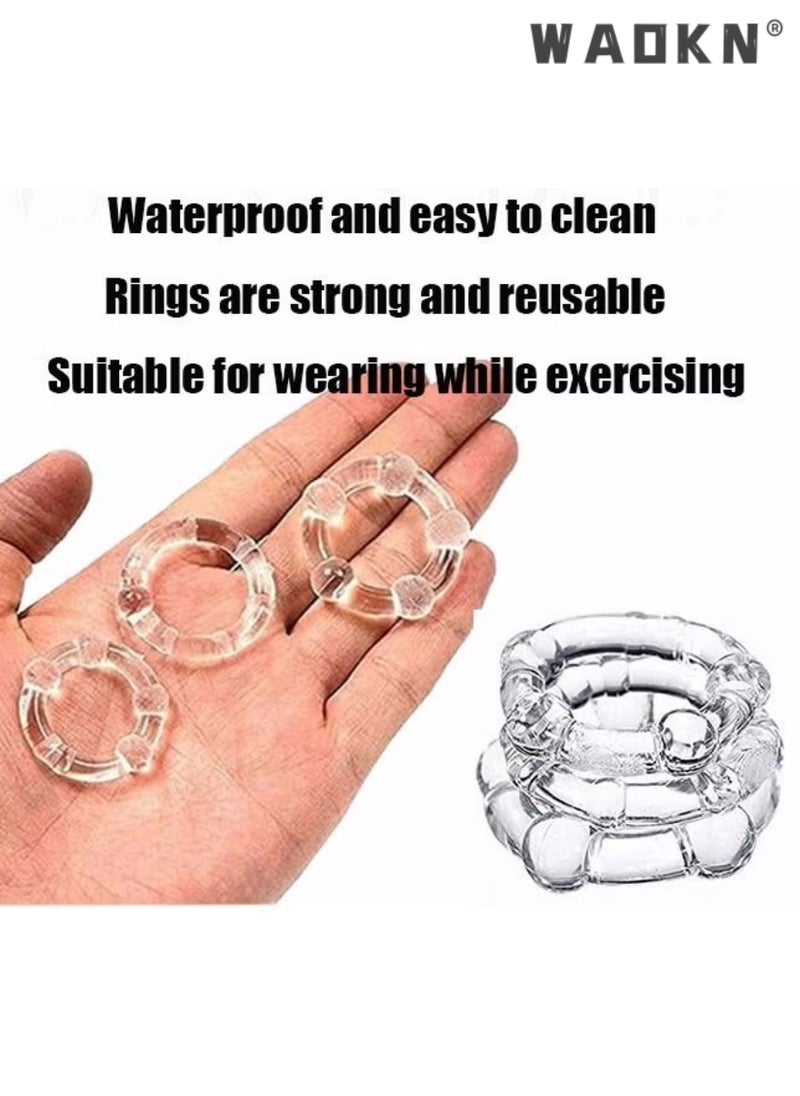WAOKN 3 Piece Set of Silicone Ring Men Sports Ring Elastic Easy Stretch Resistance Tear Resistance Exercise Ring Extended Endurance Waterproof Wear Resistant Soft Suitable for Male Sports Home  - Image 3