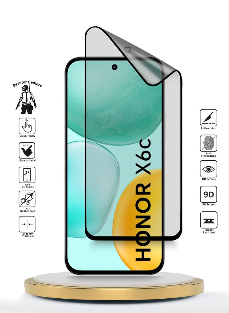 Wtech Honor X6c 4G 2025 Premium Nano Ceramic Full Glue Full Cover Matte Flexible Screen Protector (MSCNMN) - Clear/Black - Image 2