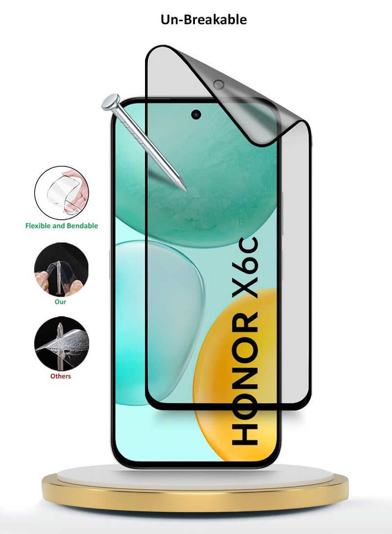 Wtech Honor X6c 4G 2025 Premium Nano Ceramic Full Glue Full Cover Matte Flexible Screen Protector (MSCNMN) - Clear/Black - Image 3