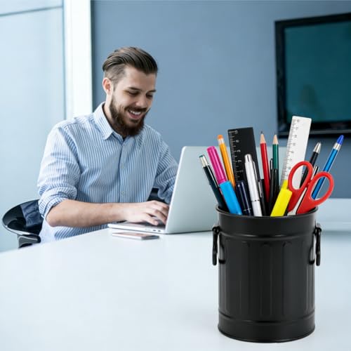 Noamus 9 Pack Metal Pen Holder, Mini Pencil Bucket with Handle, Desktop Pencil Cup Makeup Brush Organizer, Desk Colorful Small Pails, Stationary Supplies Container for Office Classroom School Crafts - Image 4