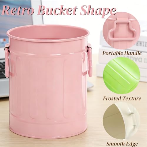 Noamus 9 Pack Metal Pen Holder, Mini Pencil Bucket with Handle, Desktop Pencil Cup Makeup Brush Organizer, Desk Colorful Small Pails, Stationary Supplies Container for Office Classroom School Crafts - Image 3