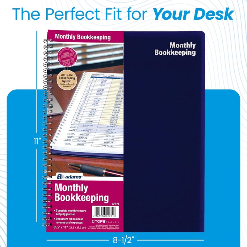 Adams Monthly Bookkeeping Record Book - 8.5" x 11" Spiral Bound 4 Column Ledger 128 Pages - Undated Accounting Ledger Book for Small Business, Payroll, Budget Tracking - Durable Poly Cover - 1 Unit - Image 4