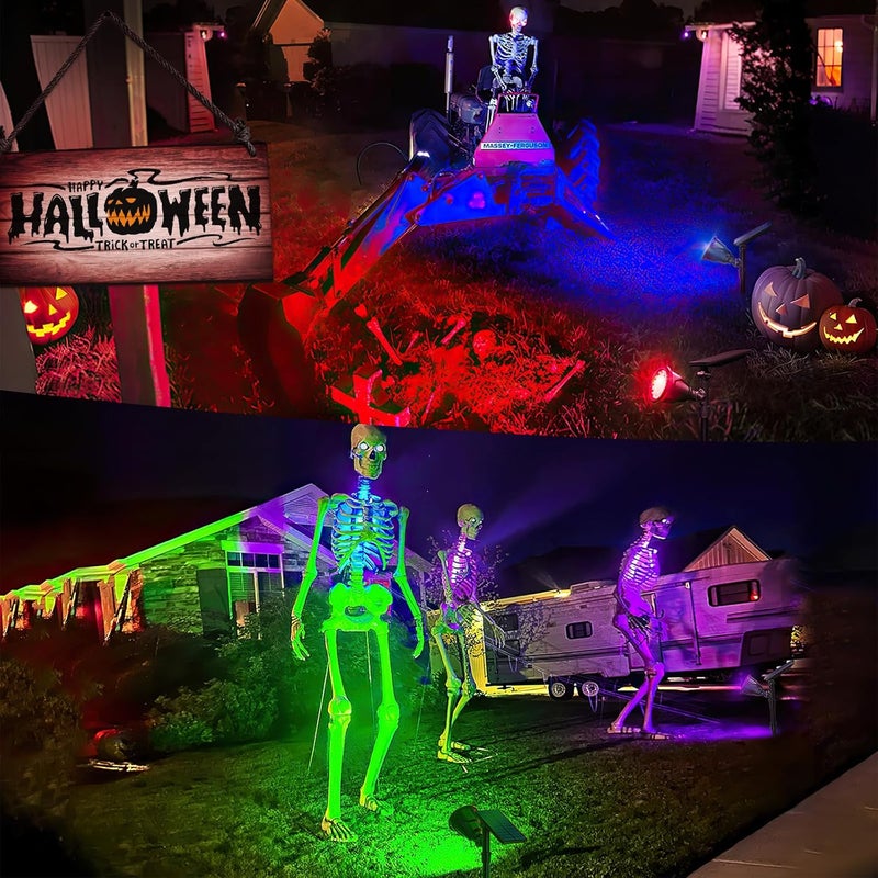 JSOT 2 Pack Christmas Solar Spotlights, RGB Solar Spot Light Outdoor Waterproof Color Changing Landscape Lighting with 9 Lighting Options Decor for Backyard Walkway Tree Lawn - Image 3