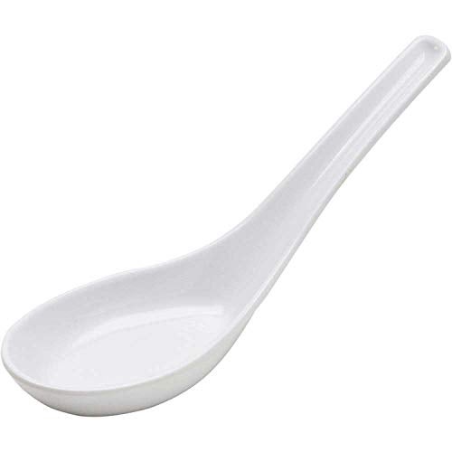 HAINE Unbreakable Pure Melamine Soup Spoons (13.5 cm), Pack of 6 (White) - Image 1