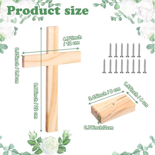 Suzile 6 Pcs Wooden Crosses for Craft Centerpiece Bulk Christian Nativity Tabletop Standing Baptism Religious Church Cross Sunday School First Communion Easter Party Favors 866 x 472 Inch - Image 3