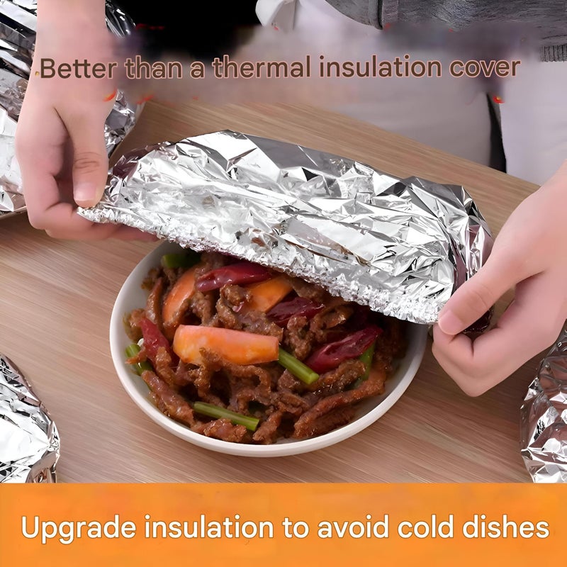 Thermal Aluminum Foil Cover-Reusable which fit the pots, bowls and lunch containers, seal in warmth and moisture, expand the freshness of food (50pcs) - Image 5