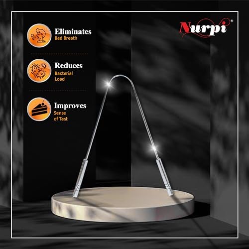 Nurpi Steel Premium tongue cleaner Reduces Bad Breath | Comfortable & Flexible Handle Easy to Use pack of 4 - Image 3