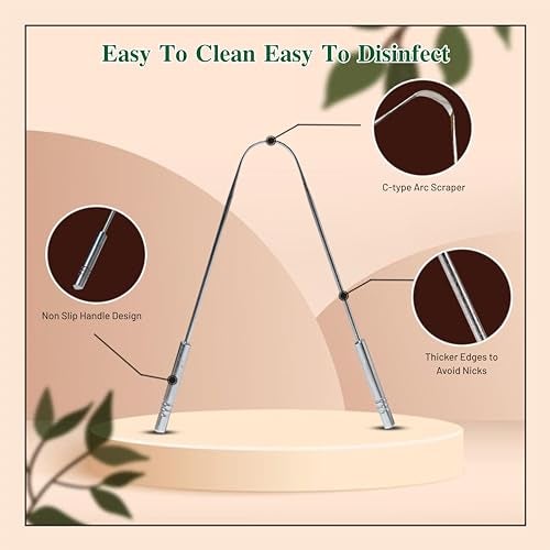 Nurpi Steel Premium tongue cleaner Reduces Bad Breath | Comfortable & Flexible Handle Easy to Use pack of 4 - Image 2