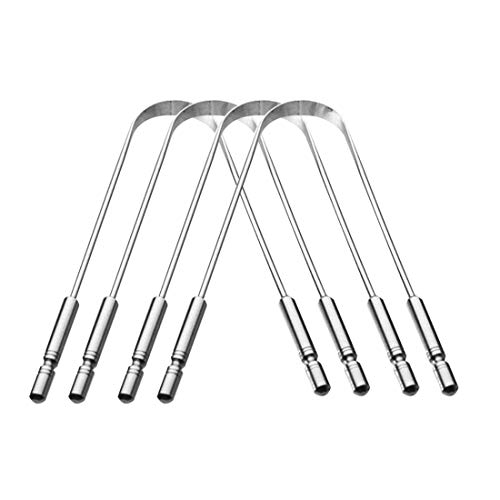Nurpi Steel Premium tongue cleaner Reduces Bad Breath | Comfortable & Flexible Handle Easy to Use pack of 4 - Image 1