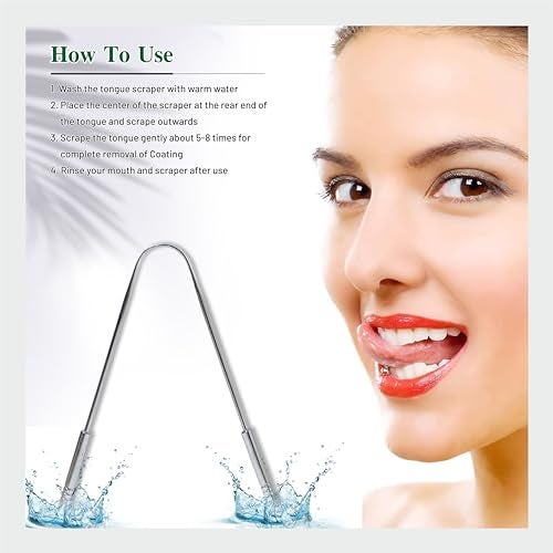 Nurpi Steel Premium tongue cleaner Reduces Bad Breath | Comfortable & Flexible Handle Easy to Use pack of 4 - Image 5