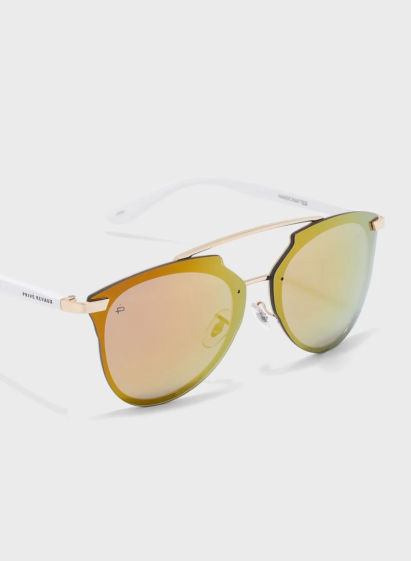 PRIVÉ REVAUX The Benz Top Bar Oversized Sunglasses