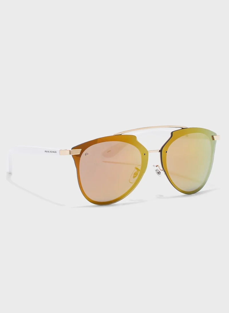 PRIVÉ REVAUX The Benz Top Bar Oversized Sunglasses