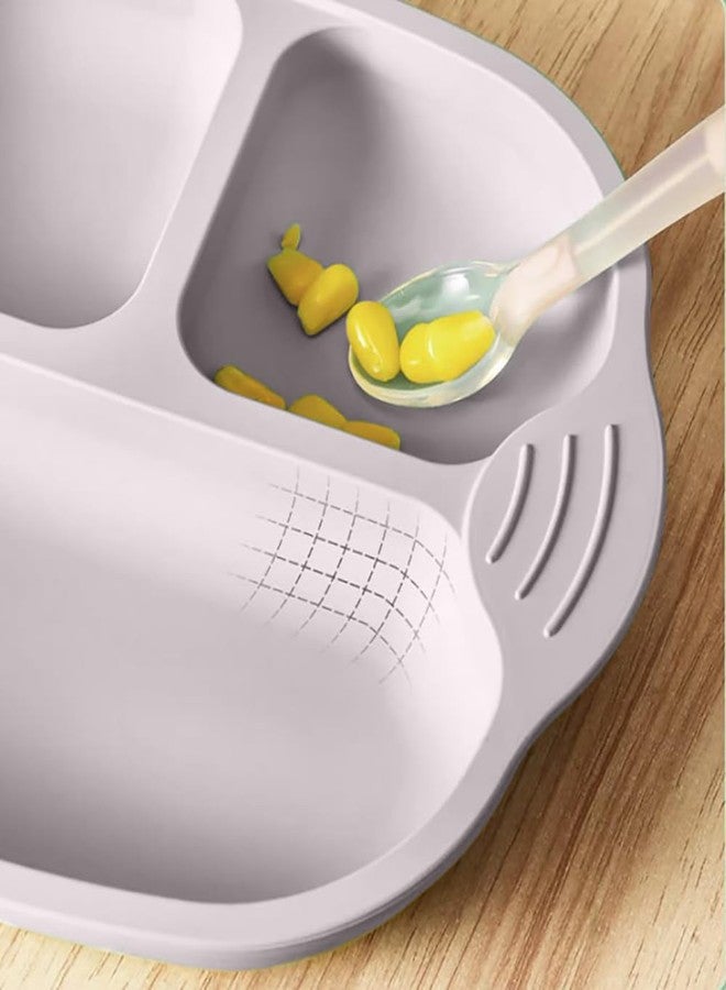 Oicia Silicone Baby Feeding Dish, Silicone Feeding Plate for Babies, Unbreakable Divided Suction Plate, Children Dinner Plates with Suction Cup, Toddler Plates, Baby Divided Dish (Pack of 1, Grey) - Image 4