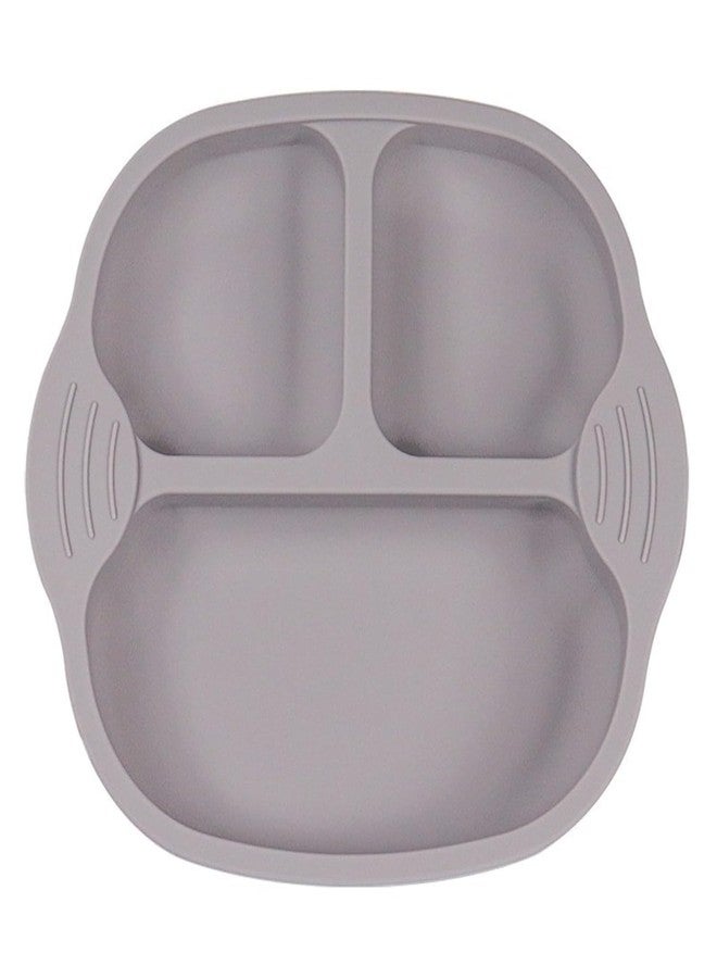 Oicia Silicone Baby Feeding Dish, Silicone Feeding Plate for Babies, Unbreakable Divided Suction Plate, Children Dinner Plates with Suction Cup, Toddler Plates, Baby Divided Dish (Pack of 1, Grey) - Image 1