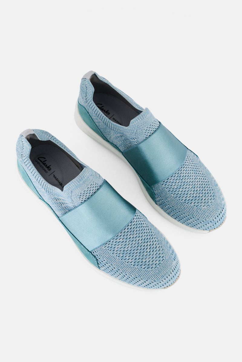 clarks Women Standard Un Rio Knit Slip On Casual Shoes, Turquoise Green  - Image 2