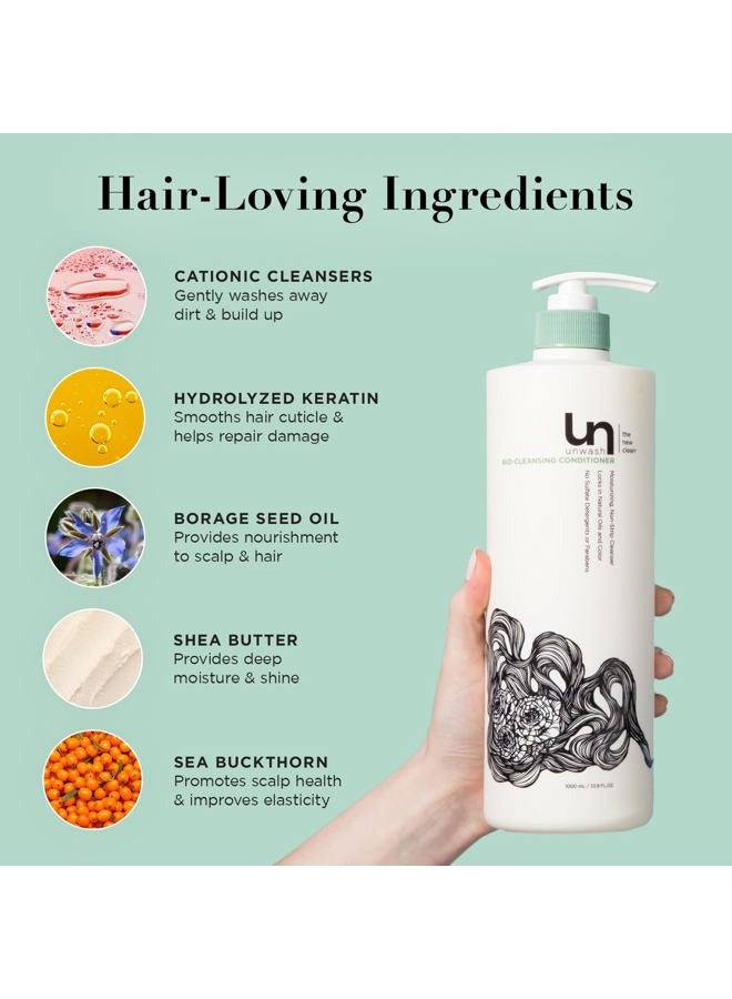 Unwash بلسم التنظيف البيولوجي من أنواش - بلسم تنظيف لطيف ومرطب، خالي من الكبريتات والبارابين، للشعر المجعد والمجعد والجاف، 33.8 أونصة سائلة - Image 4