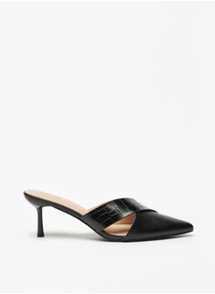 Women Textured Slip On Sandals with Stiletto Heels