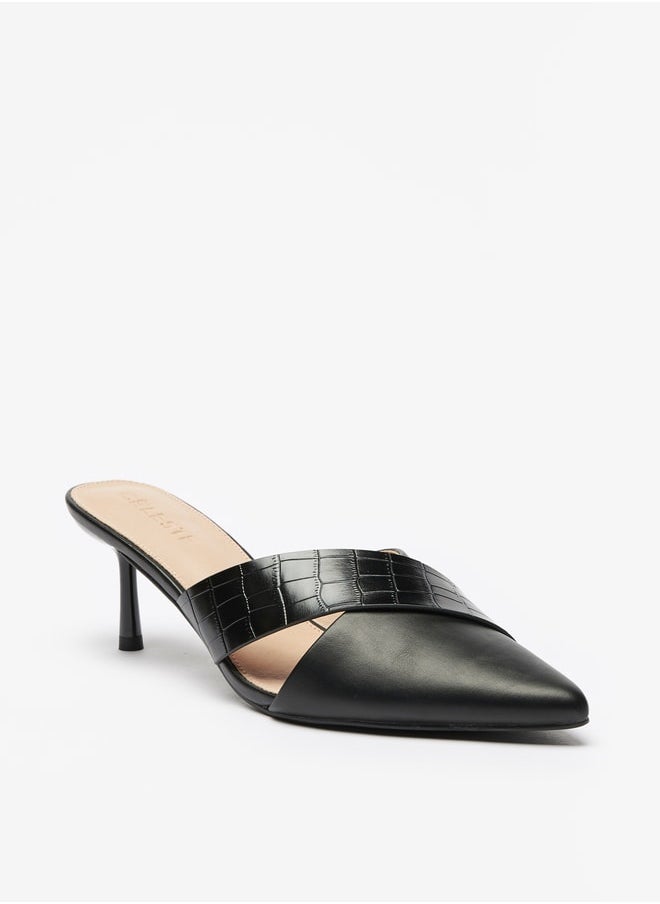 Celeste - Women Textured Slip On Sandals with Stiletto Heels - Image 1