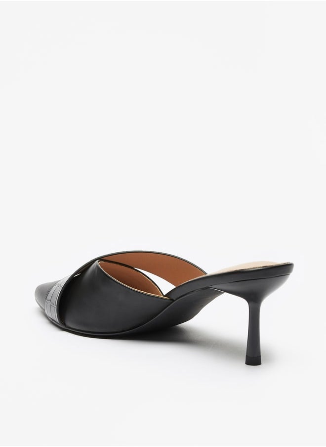 Celeste - Women Textured Slip On Sandals with Stiletto Heels - Image 1