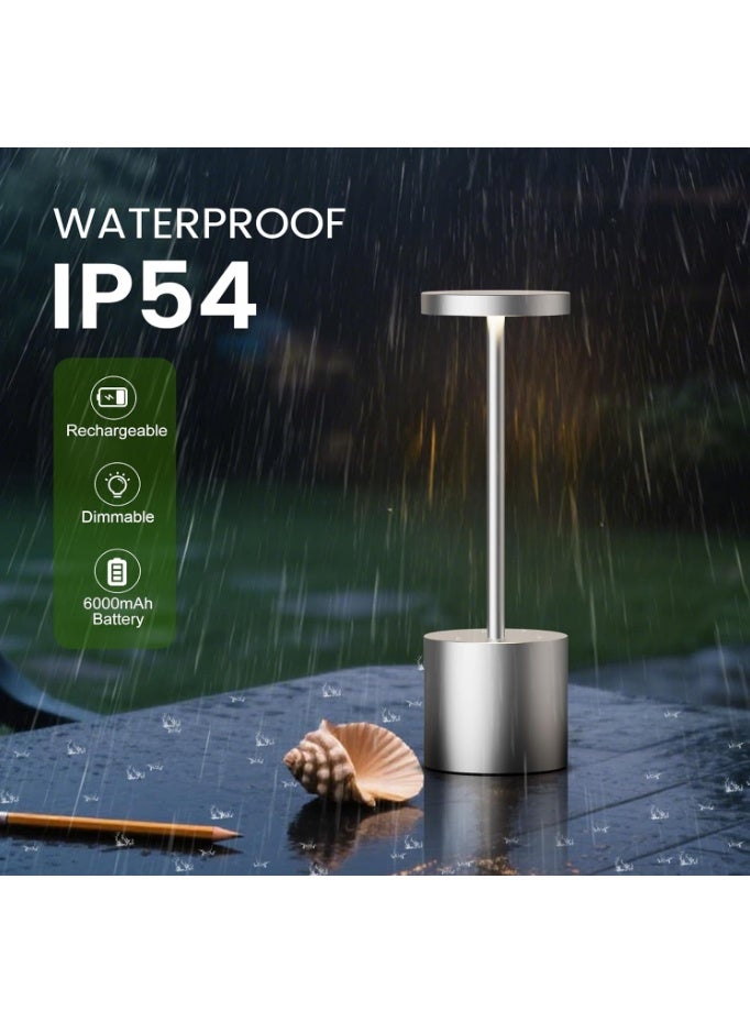 GOGOGO 2-Pack Rechargeable LED Table Lamps, Dimmable Desk Lamps, 5000 mAh, for Indoor and Outdoor Use (Silver) - Image 3