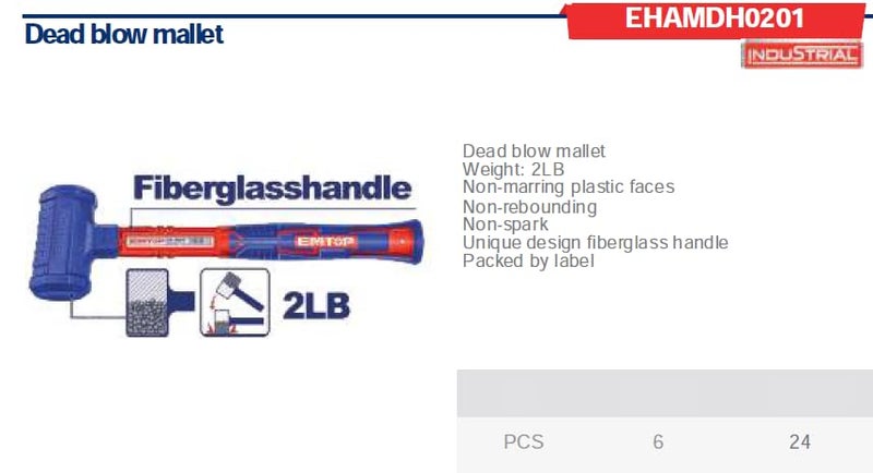 EMTOP MBTstore EMTOP EHAMDH0201 Dead Blow Mallet weight 2LB Nonmarring Plastic Non Rebounding Non spark unique design fibreglass Handle - Image 3