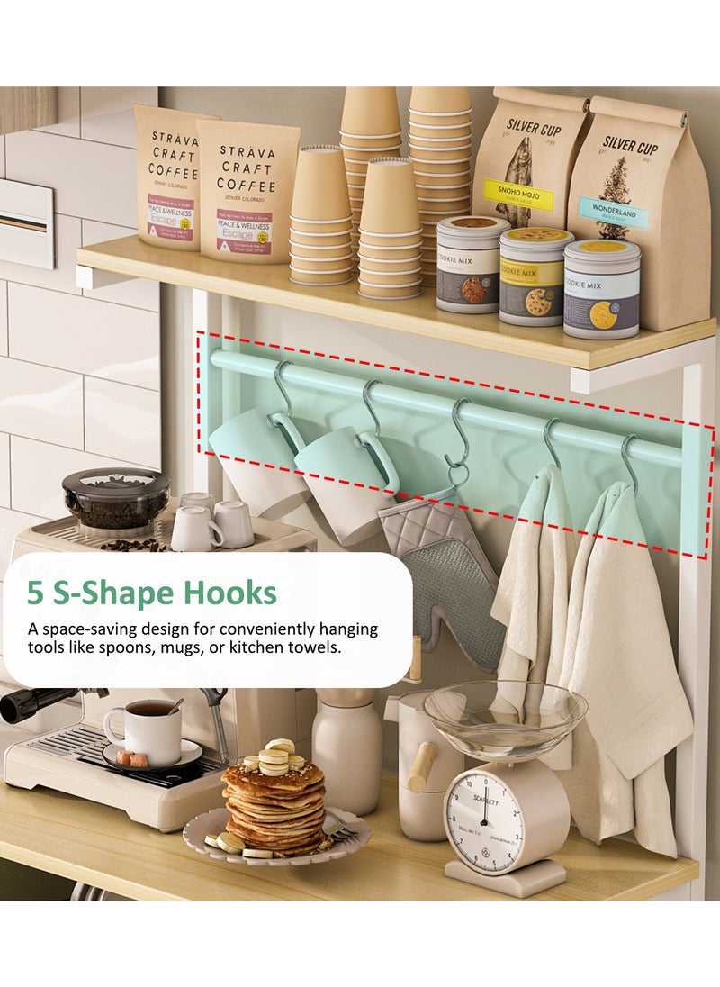 4 Tier Coffee Bar Station,Corner Coffee Bar Cabinet for Small Spaces,Coffee Stand Station with 5 S-Shaped Hooks,Kitchen Storage Stand with storage layer, Bakers Rack for Kitchen, Entryway, Living Room - pzsku/Z5FD93808CDED984AC885Z/45/_/1722585084/13e2fe64-1693-4169-ad5f-b2db11ec1765