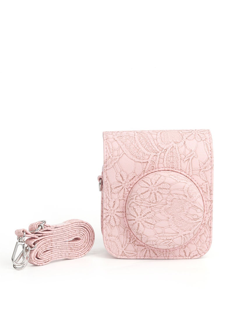 Carrying Case for Fujifilm Instax Mini12 Camera Bag 3D Pattern Detachable Shoulder Strap for Camera (Relief Pink) - Image 1