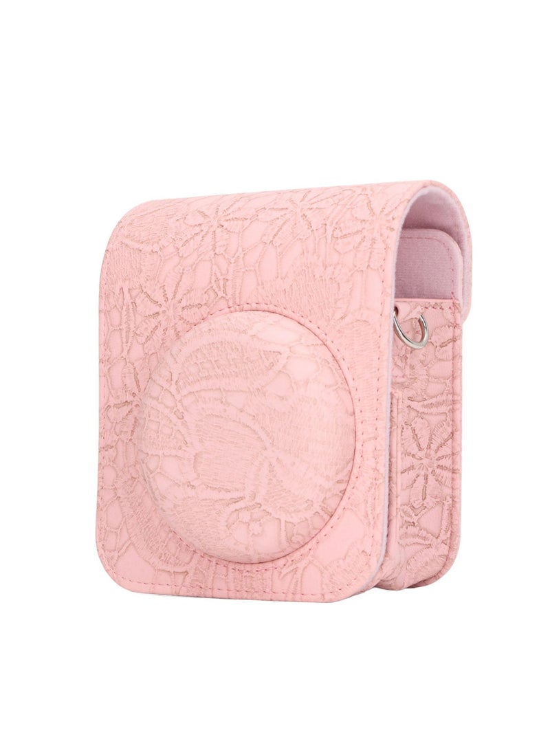 Carrying Case for Fujifilm Instax Mini12 Camera Bag 3D Pattern Detachable Shoulder Strap for Camera (Relief Pink) - Image 3