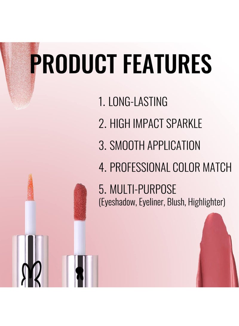 SYOSI 3Pcs Liquid Glitter Matte Eyeshadow  Liquid Glitter Eyeliner and Matte Cream Eyeshadow 2 in 1 Quick Drying Easy to Apply Long Lasting Shimmer Matte Eyeshadow Eye Makeup - Image 5