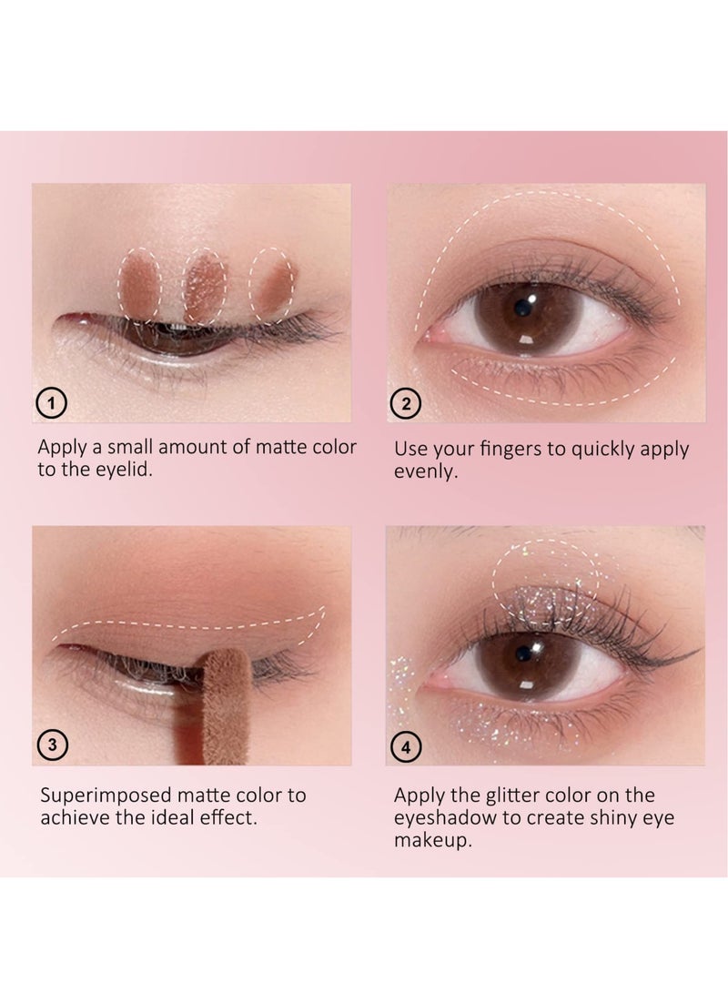 SYOSI 3Pcs Liquid Glitter Matte Eyeshadow  Liquid Glitter Eyeliner and Matte Cream Eyeshadow 2 in 1 Quick Drying Easy to Apply Long Lasting Shimmer Matte Eyeshadow Eye Makeup - Image 3