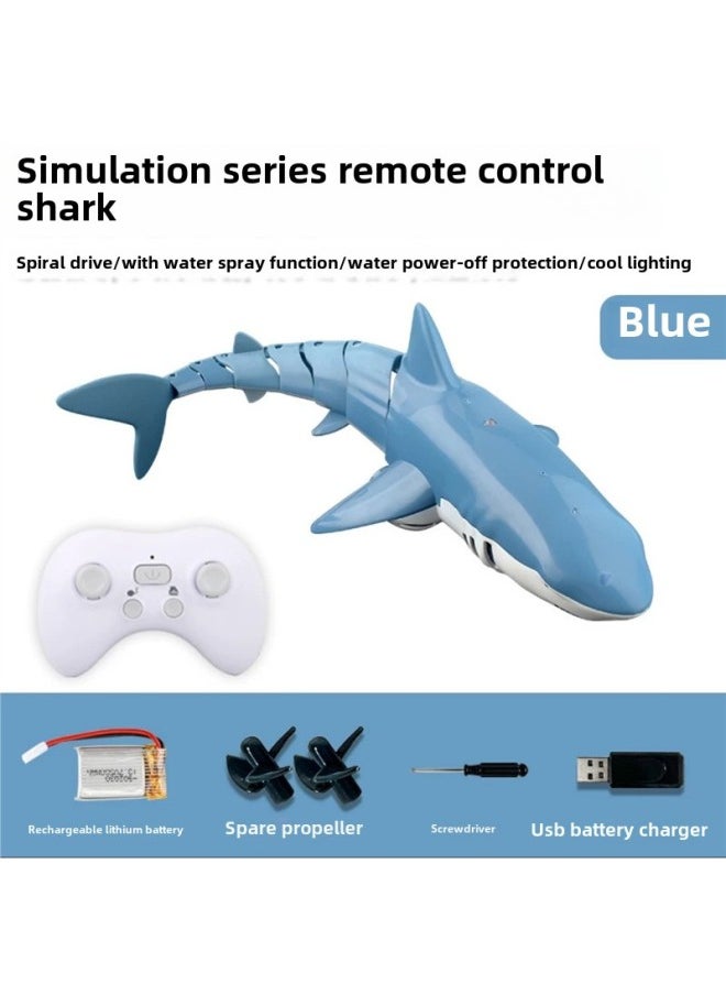 Generic - Remote Control Shark Electric Real Water Spray Remote Control Whale Can Be In The Water Will Swing Waterproof Swimming Outdoor Children's Toys-Color:Water Spray Model Deep Sea Blue Shark Fully Waterproof Remote Control + Light + Water Spray_dual Batteries Play 60 - Image 1