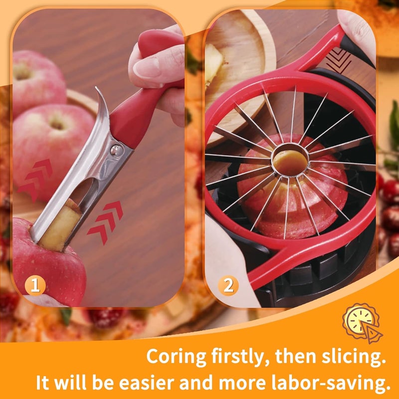 Newness Apple Cutter Slicer, [Upgraded] Cut Apples All The Way Through, [Large Size] 16 Slices HEAVY DUTY Apple and Pear Corer Divider with Base, Stainless Steel Kitchen Tools Fruits Peeler, Wedger… - Image 2